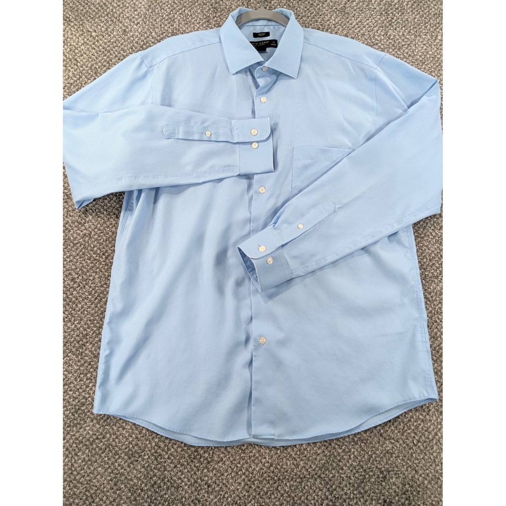 Pronto Uomo Slim Fit Non-Iron Dress Shirt Light Blue 17 34/35 Cotton Mens